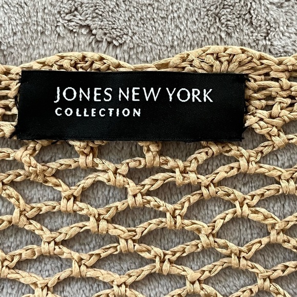Jones New York Open Knit Cardigan Sweater Button Front Tan Neutral L/XL Boho - Picture 9 of 13